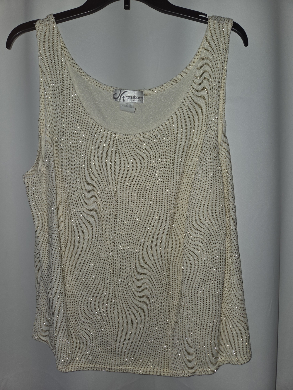 Vintage Dressbarn Cream Sequin Wave Tank - 2x